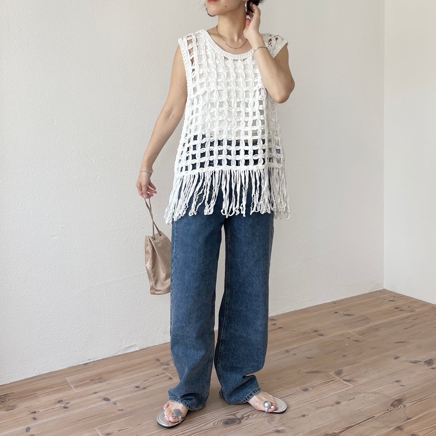 【2点SET】crochet vest + tank top set / ivory