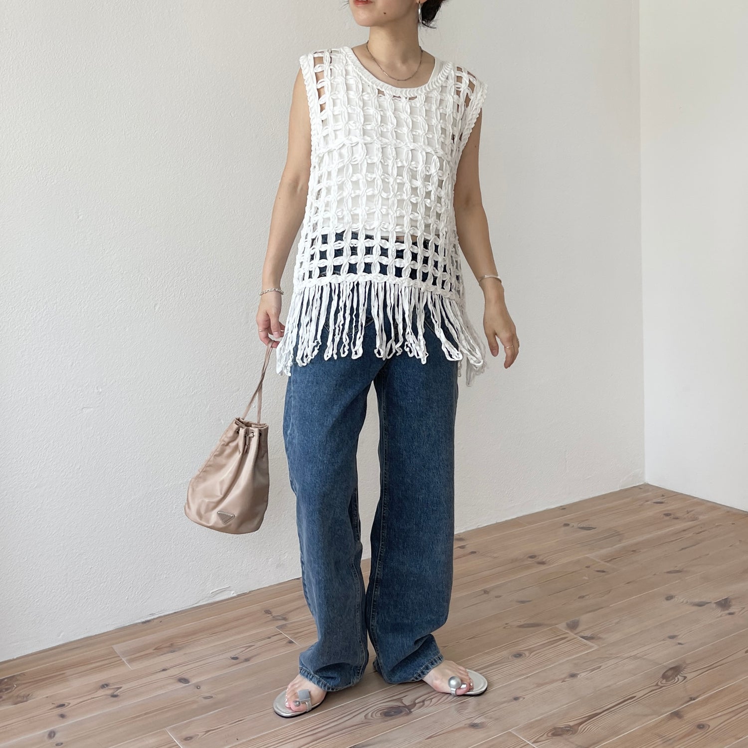 【SAMPLE】(2点SET) crochet vest + tank top set / ivory