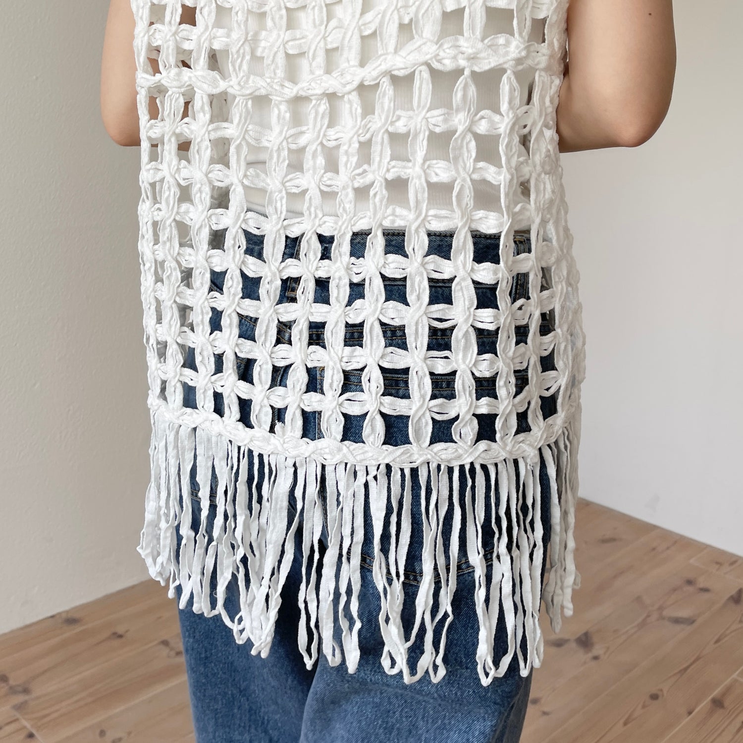 【SAMPLE】(2点SET) crochet vest + tank top set / ivory