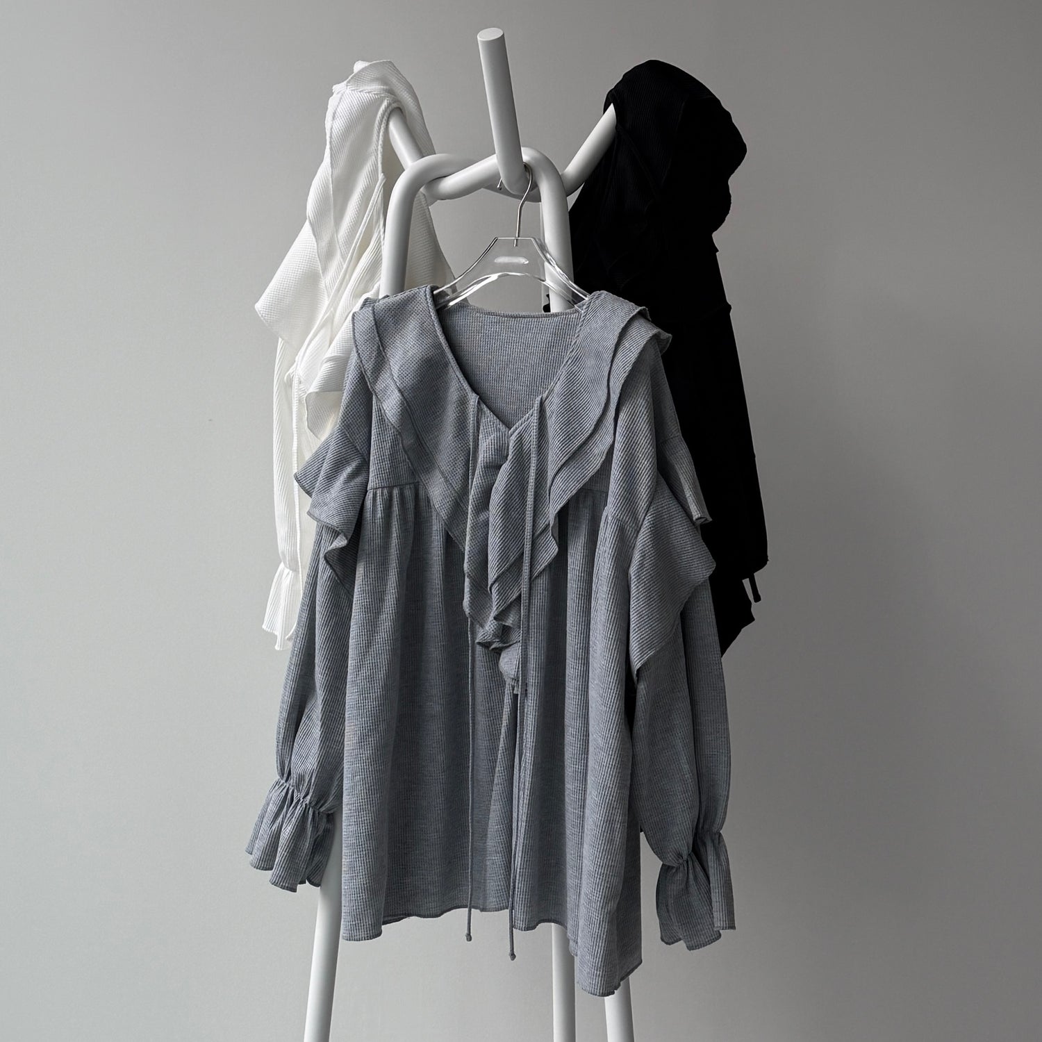 【SAMPLE】WAFFRILL TOPS / gray [ 袖タック有 or 無 ]