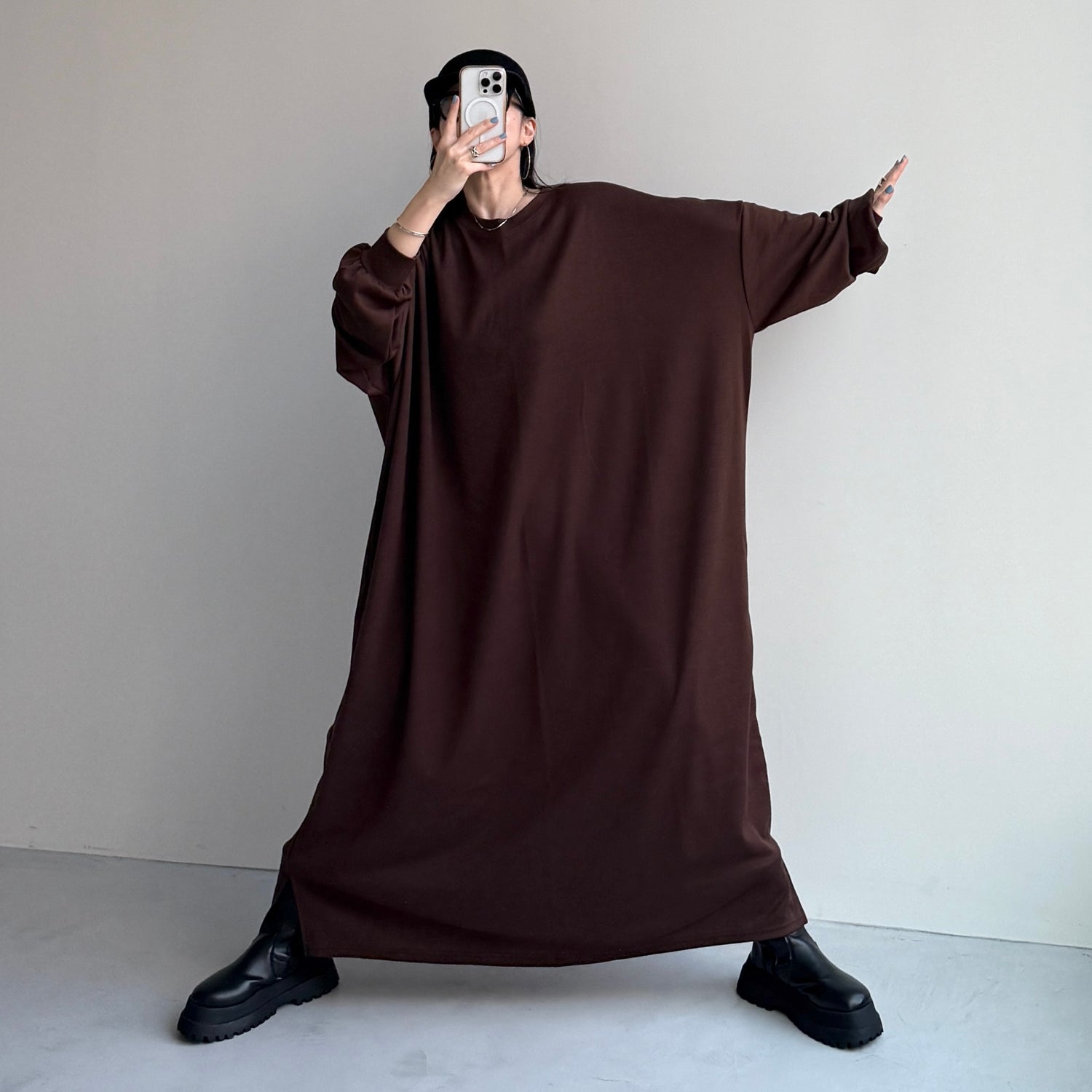 super loose light sweatee one piece / brown