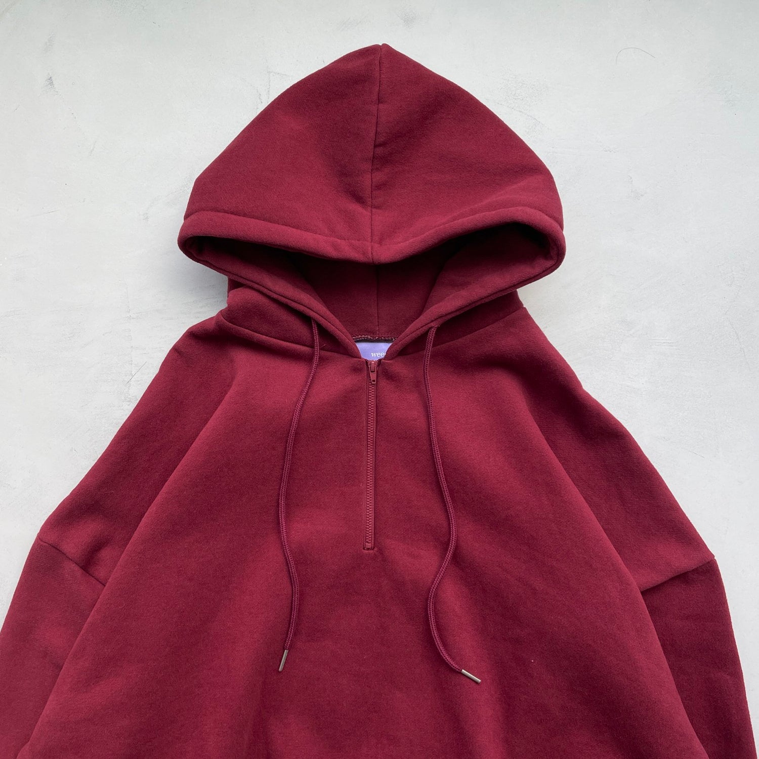 【SAMPLE】half zip loose hoodie / bordeaux
