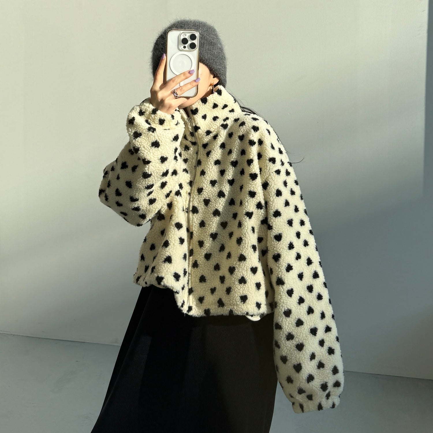 heart boa jacket / ivory