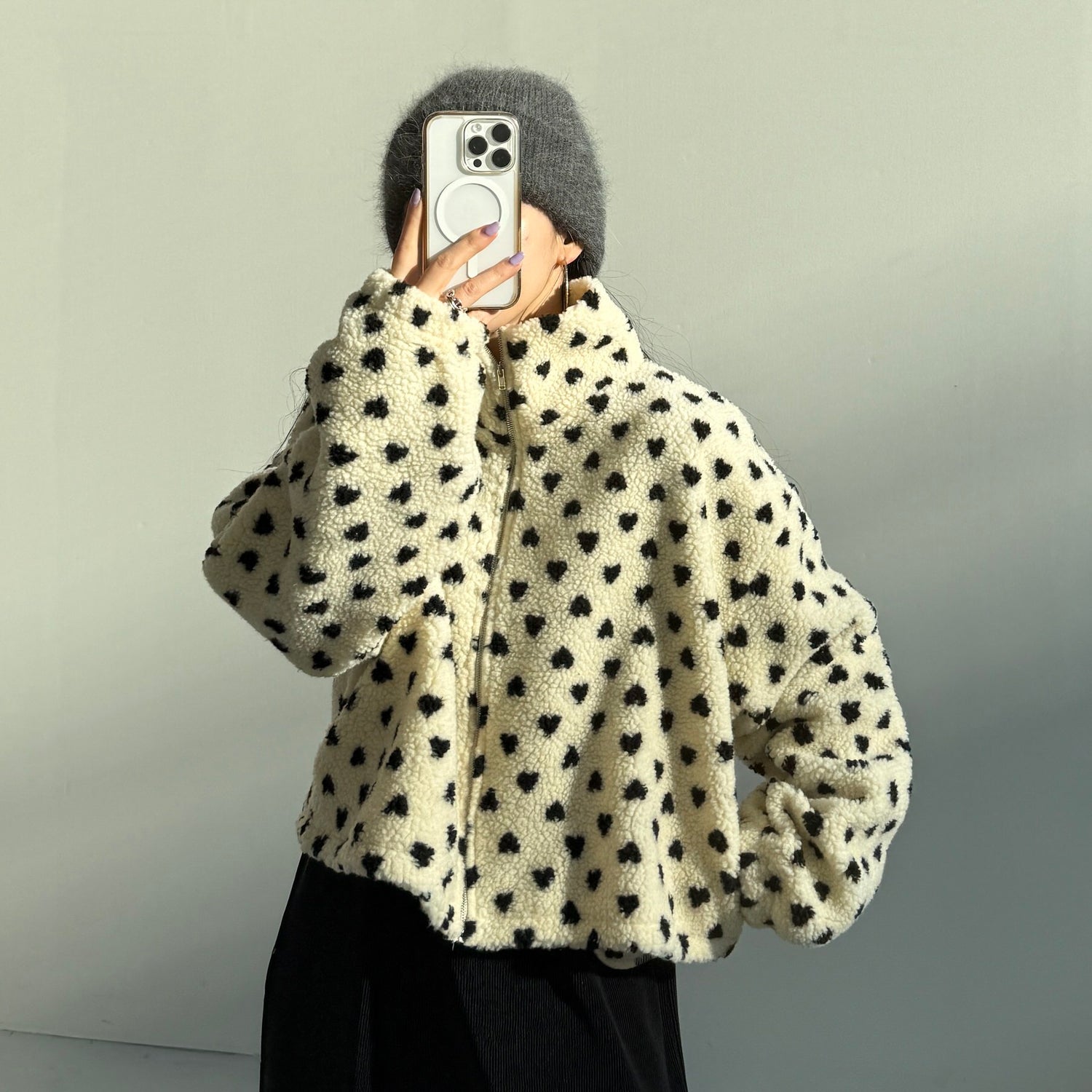 heart boa jacket / ivory