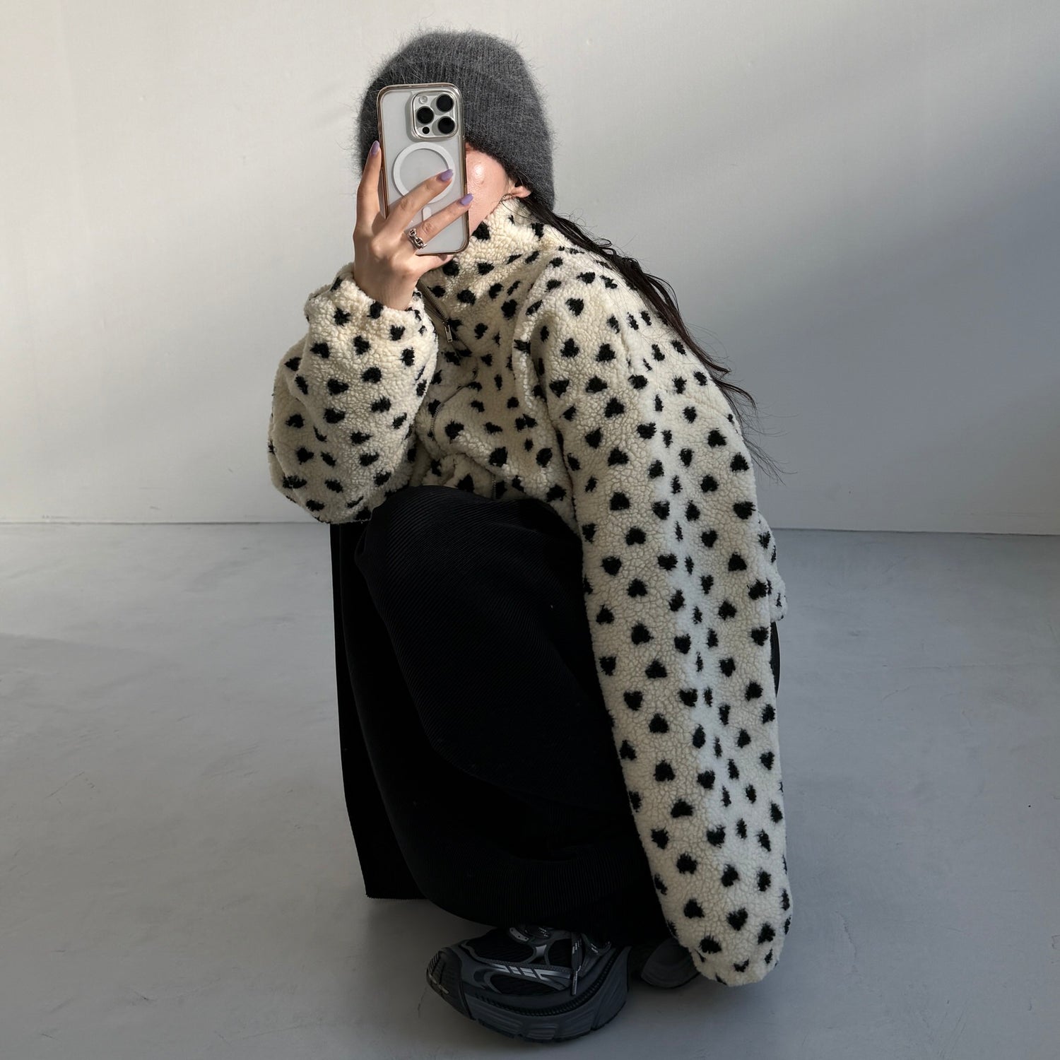 heart boa jacket / ivory