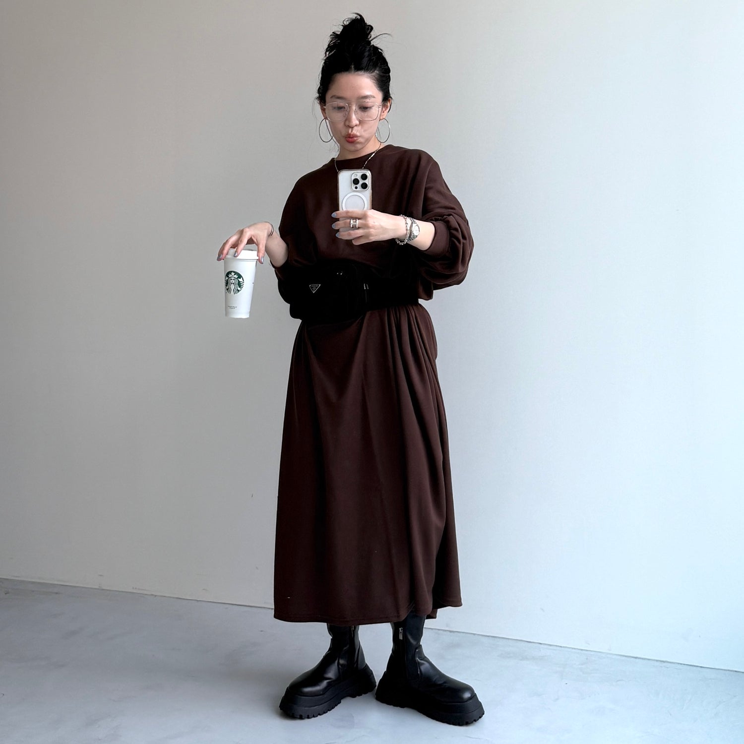 super loose light sweatee one piece / brown