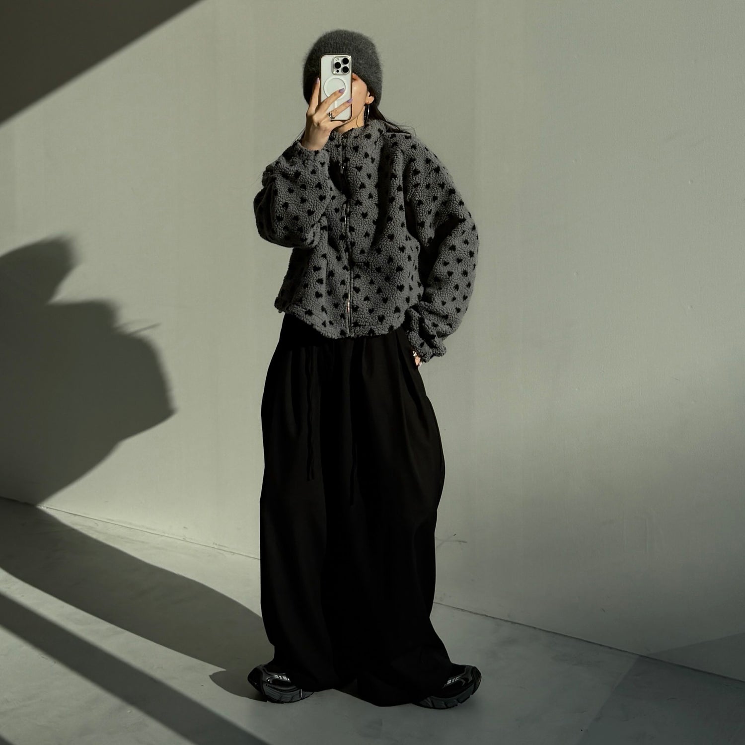 heart boa jacket / gray