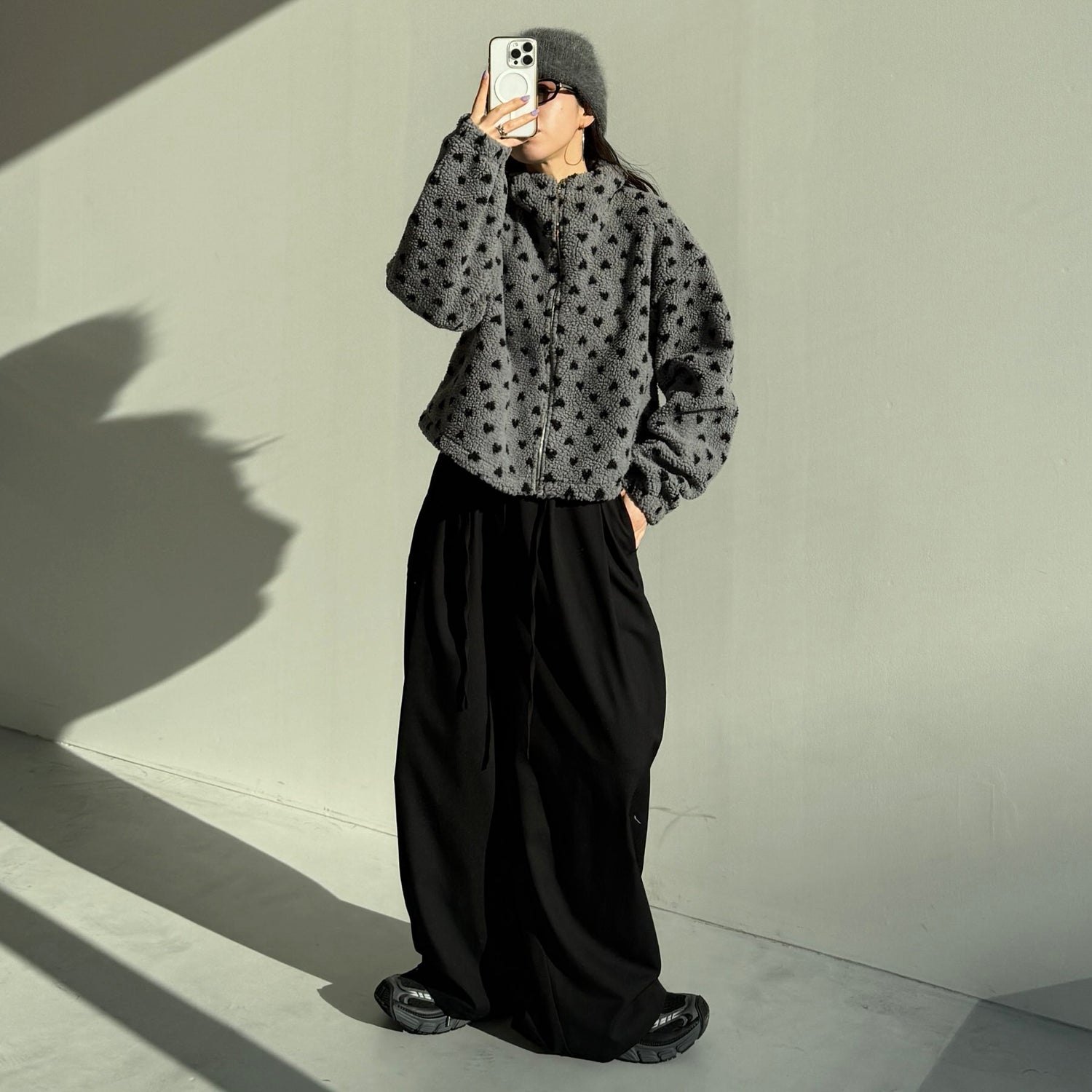 heart boa jacket / gray