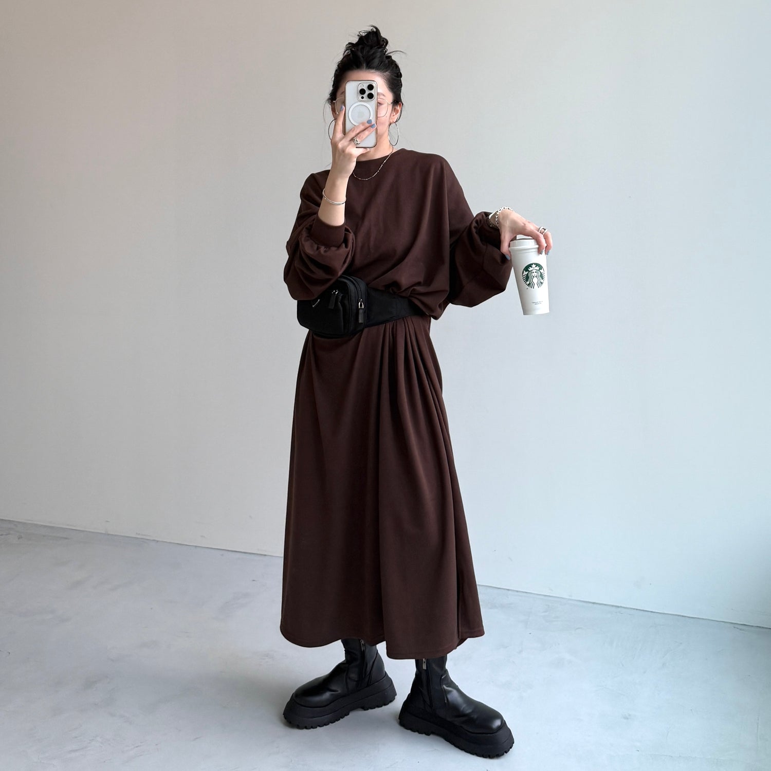 super loose light sweatee one piece / brown