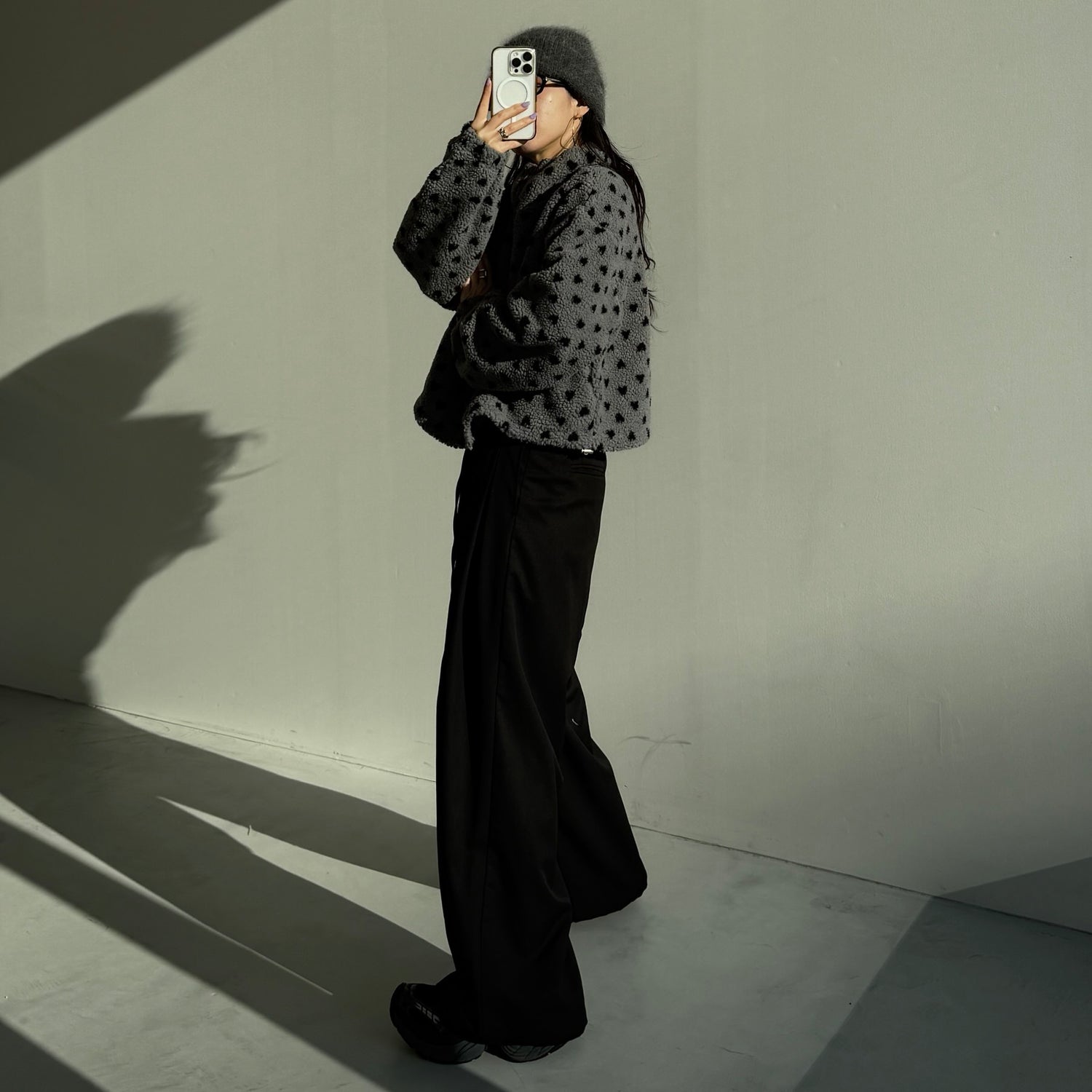 heart boa jacket / gray