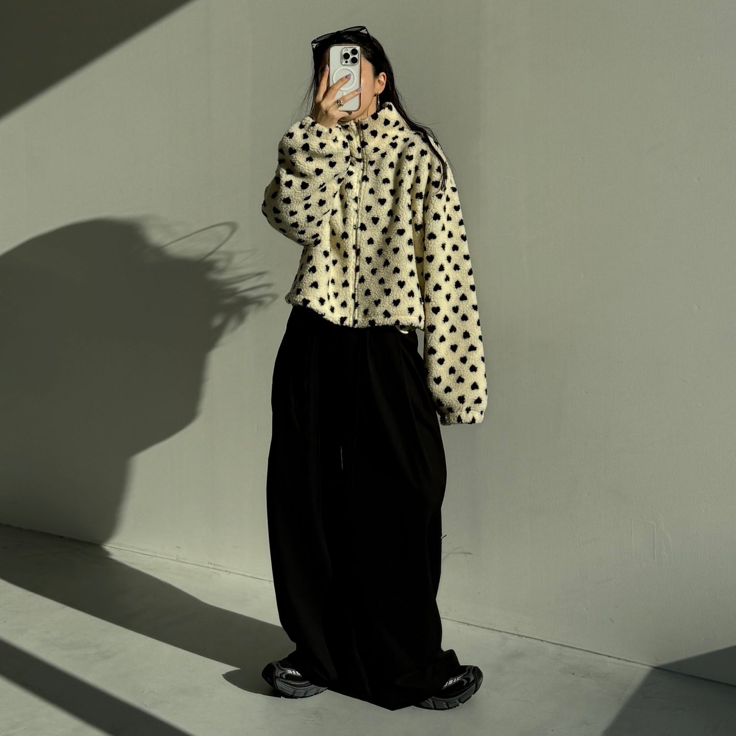 heart boa jacket / ivory