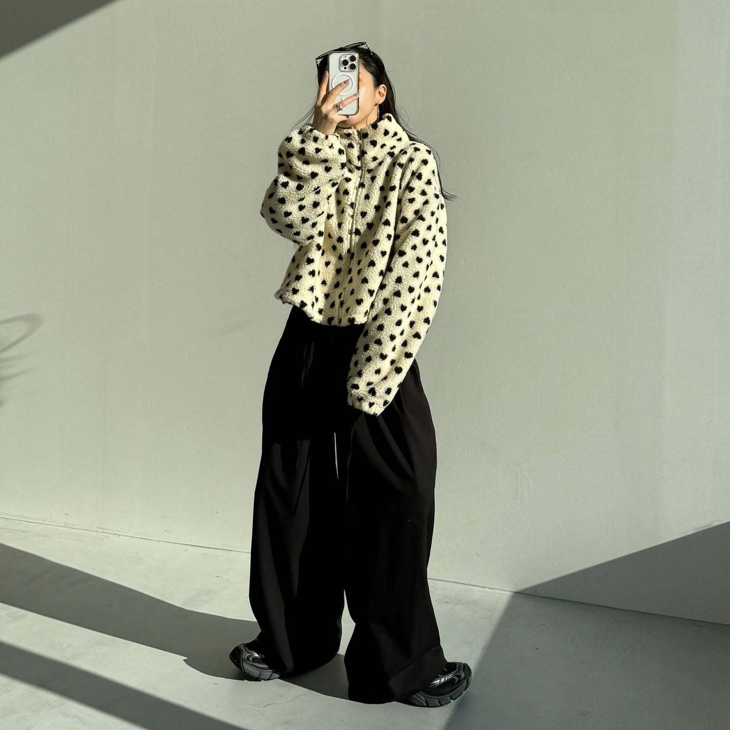 heart boa jacket / ivory