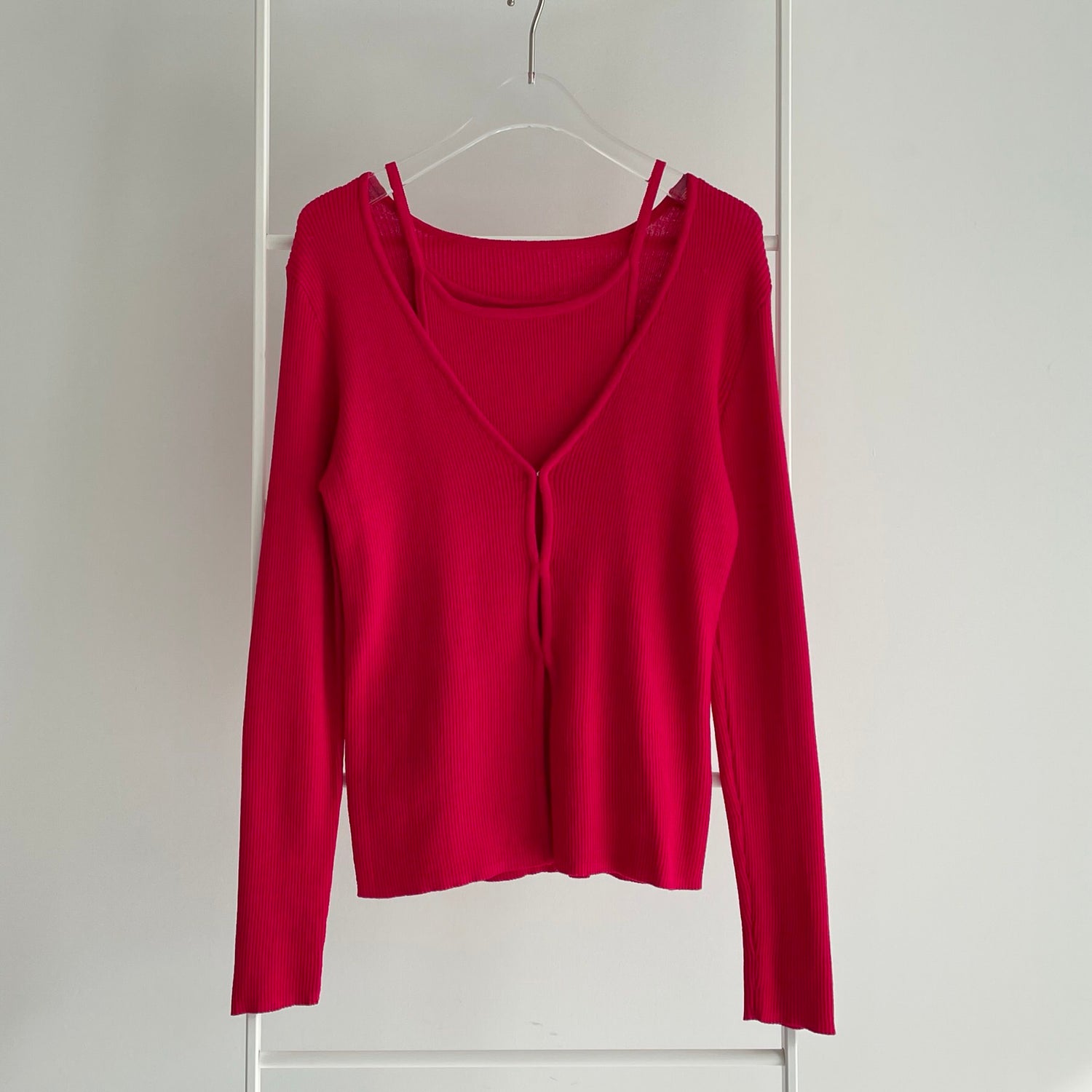 【SAMPLE】(2点SET) layered lib cardigan / red