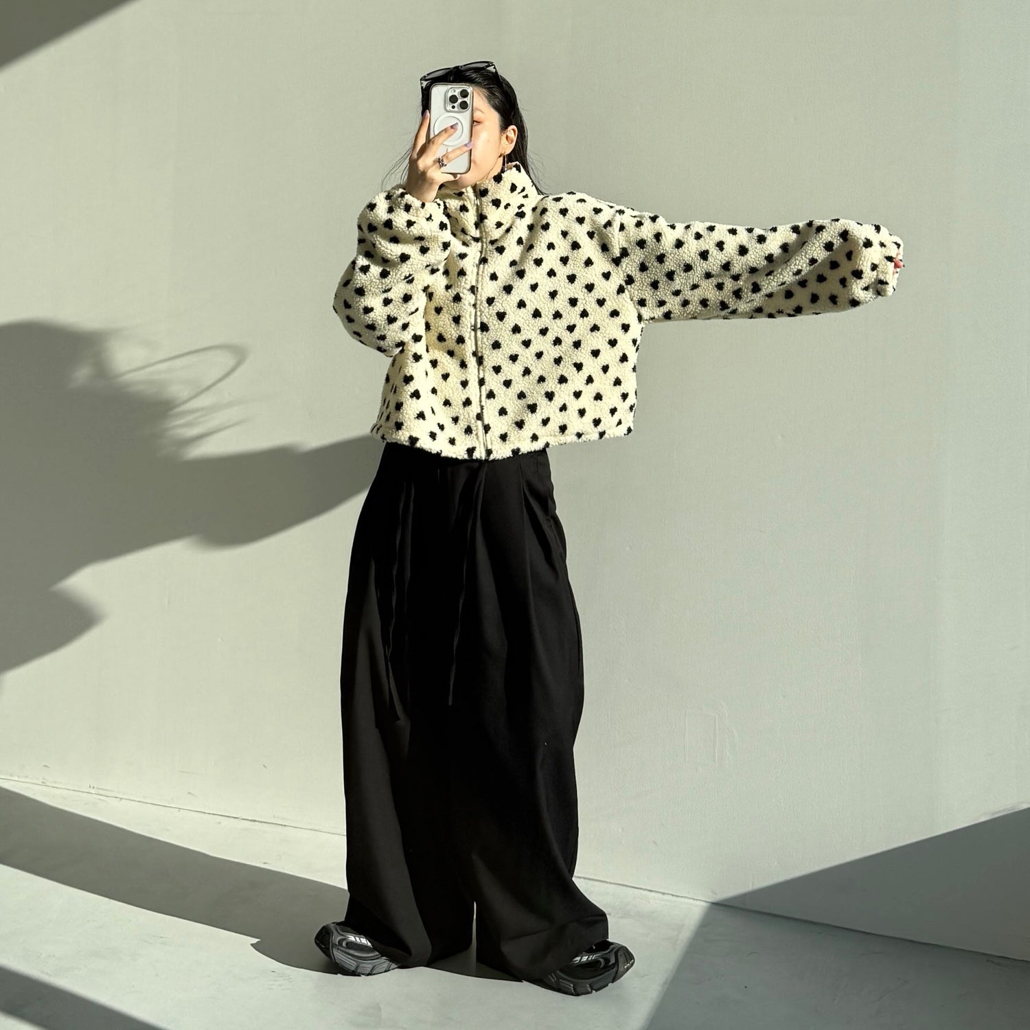 heart boa jacket / ivory