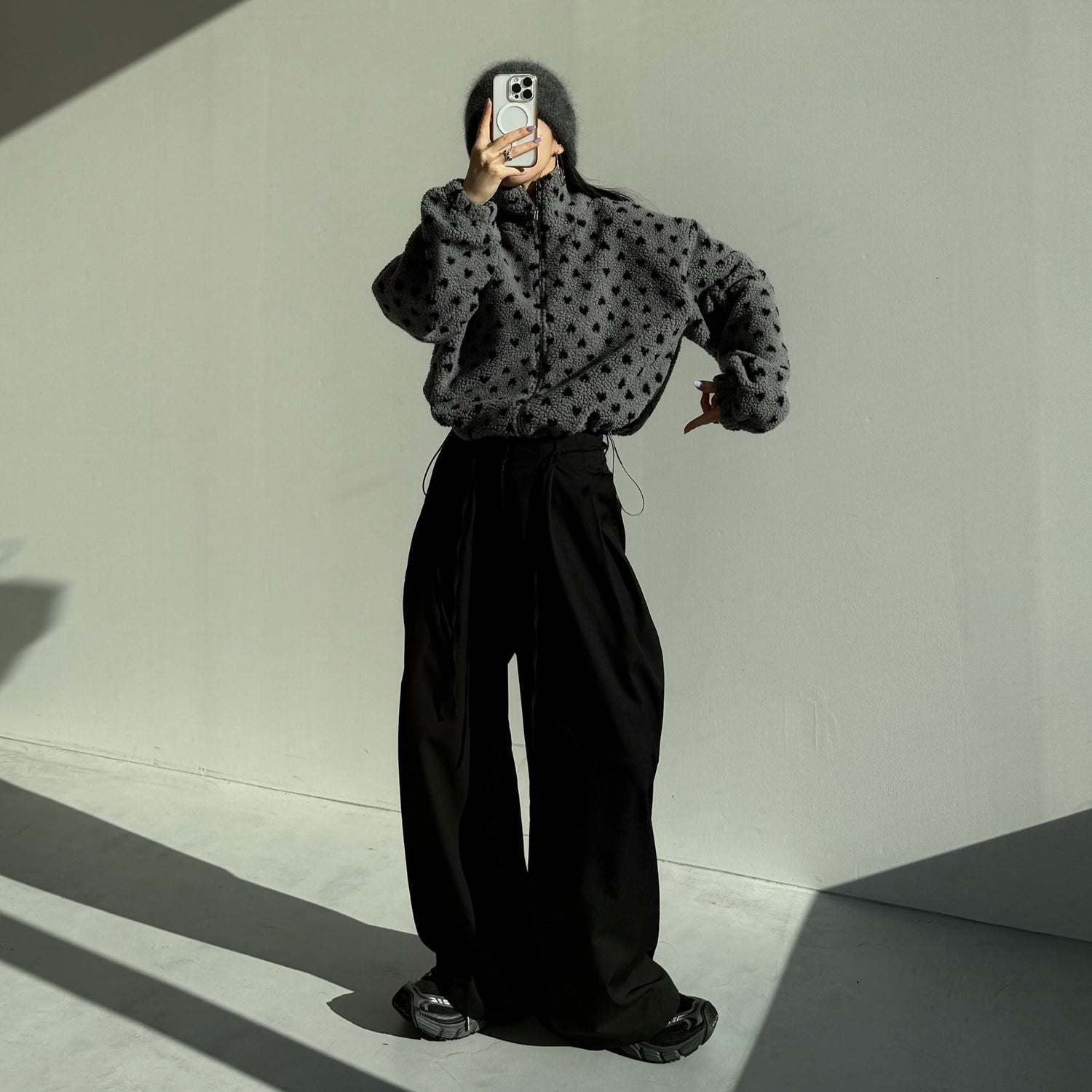 heart boa jacket / gray