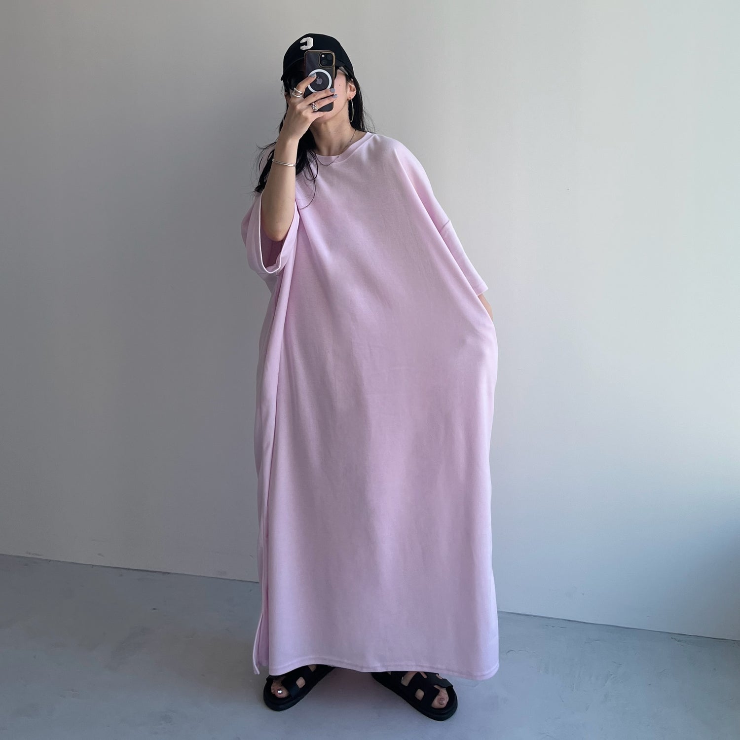 HANSODE super loose light sweatee one piece / baby pink [3size]