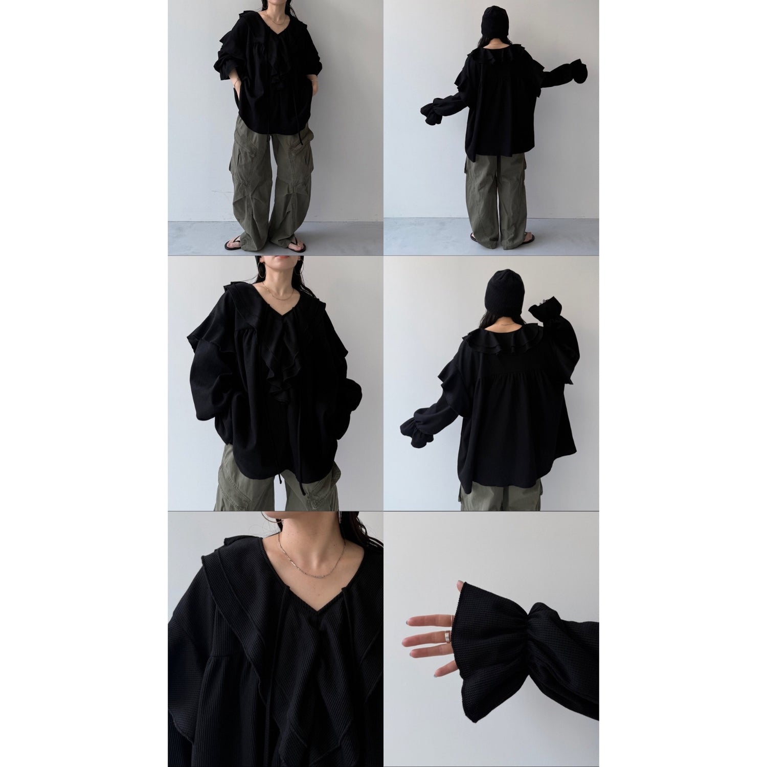 WAFFRILL TOPS / gray [ 袖タック有 or 無 ]