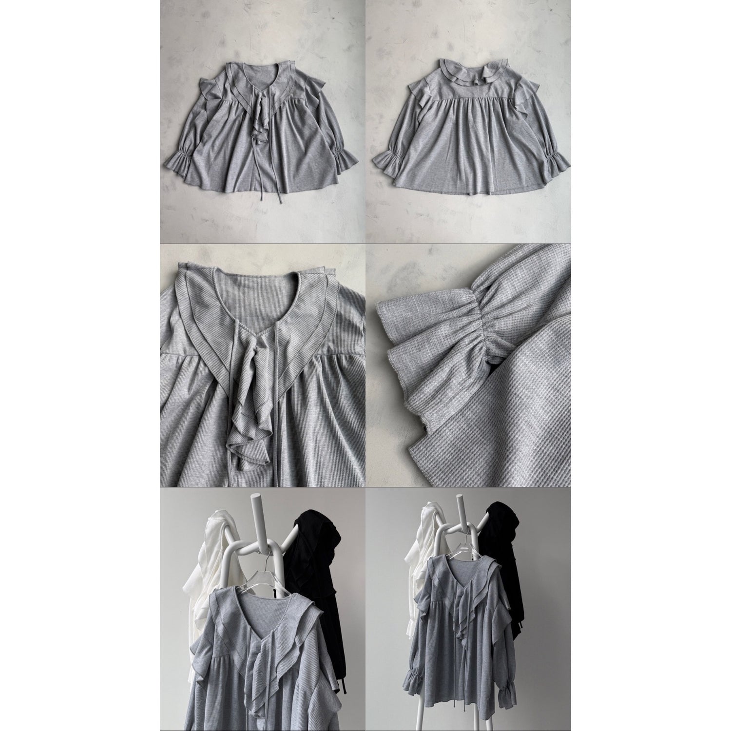 WAFFRILL TOPS / gray [ 袖タック有 or 無 ]