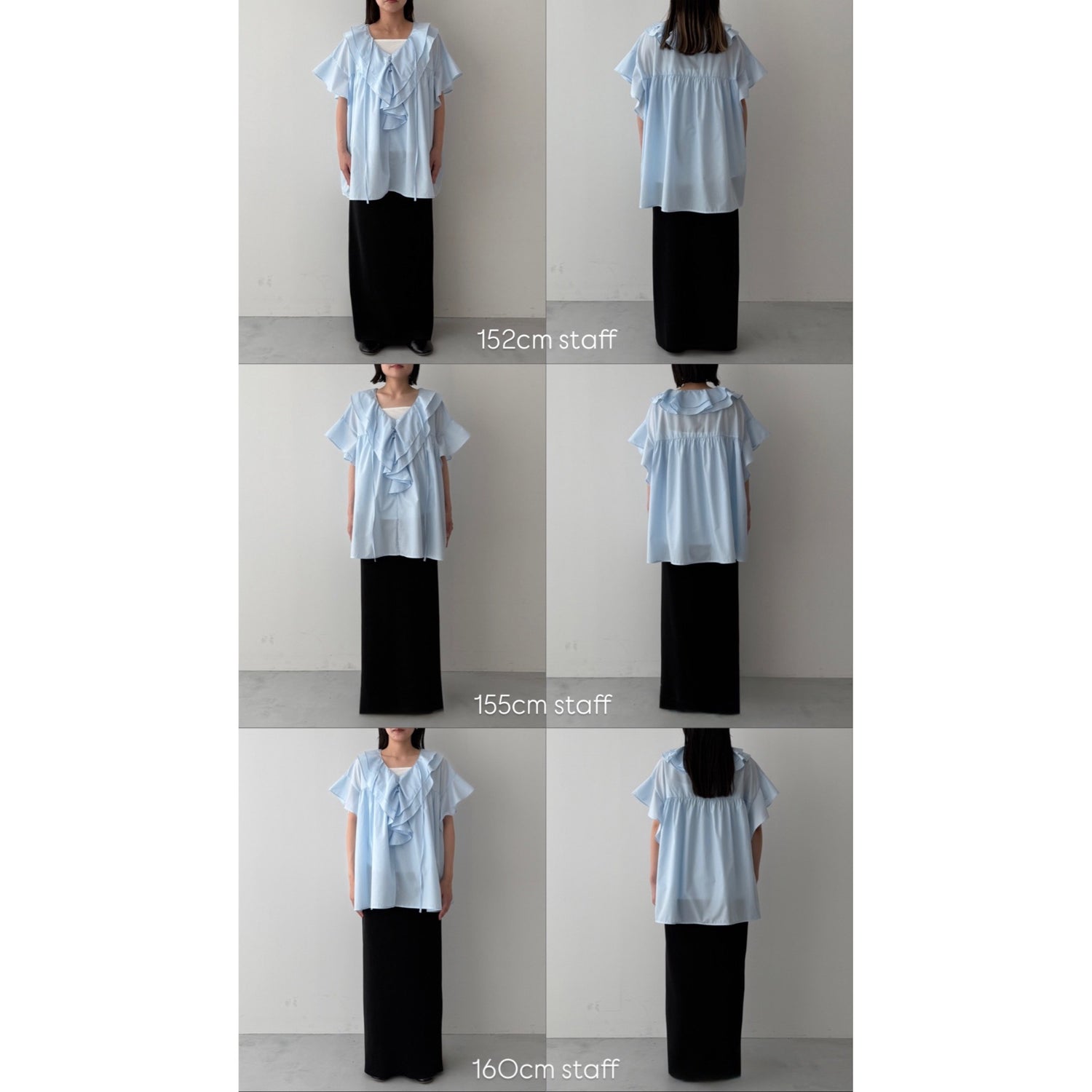 big collar frill half blouse / black