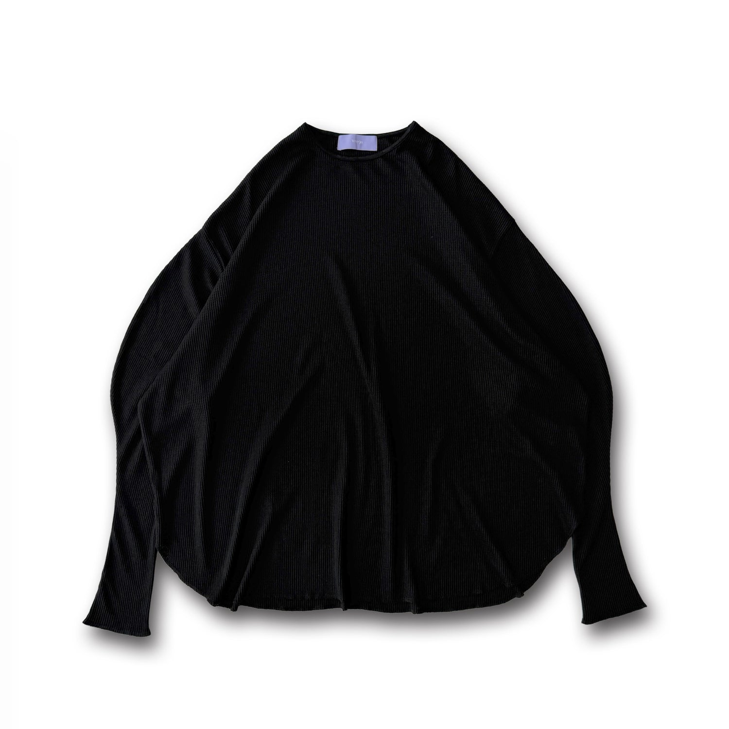 waffle sleeve long tee / black