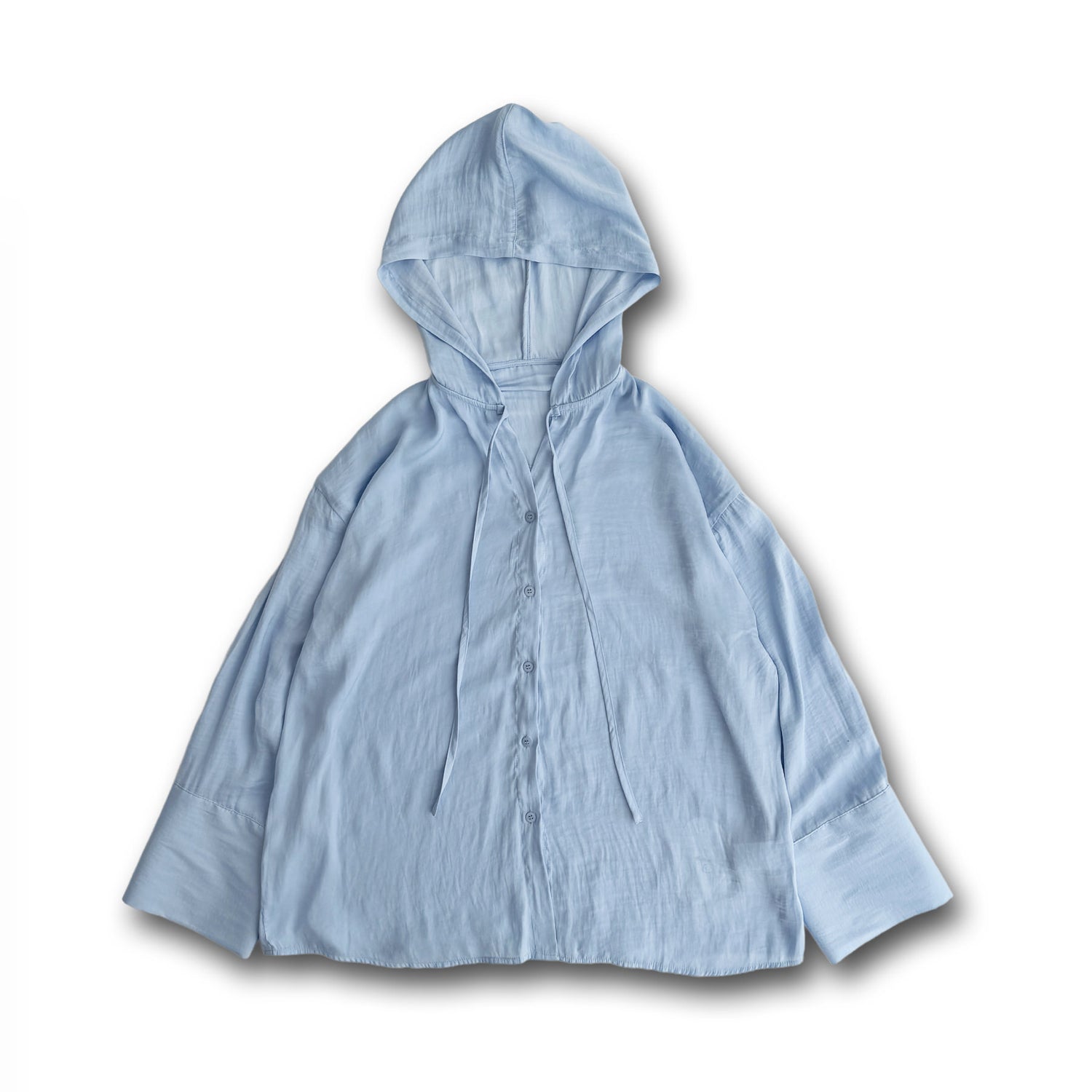 rayon hooded shirt / blue