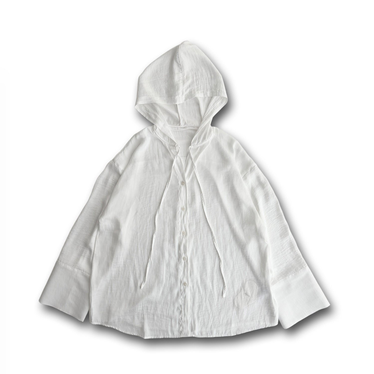rayon hooded shirt / white