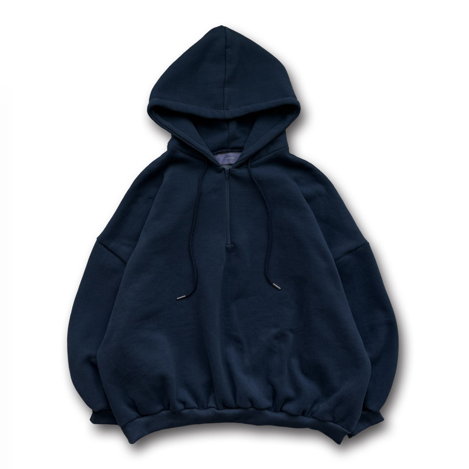 half zip loose hoodie / navy