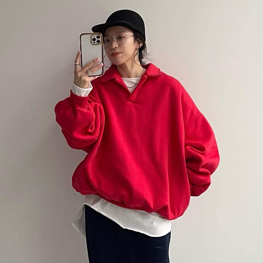 over size volume sleeve sweat / red | wee9s | ウィークス