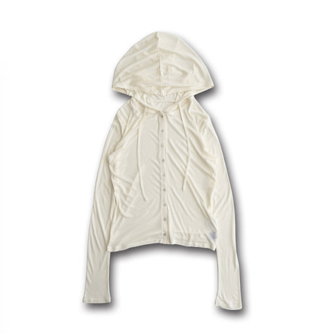 whisper hoodie cardigan / ivory