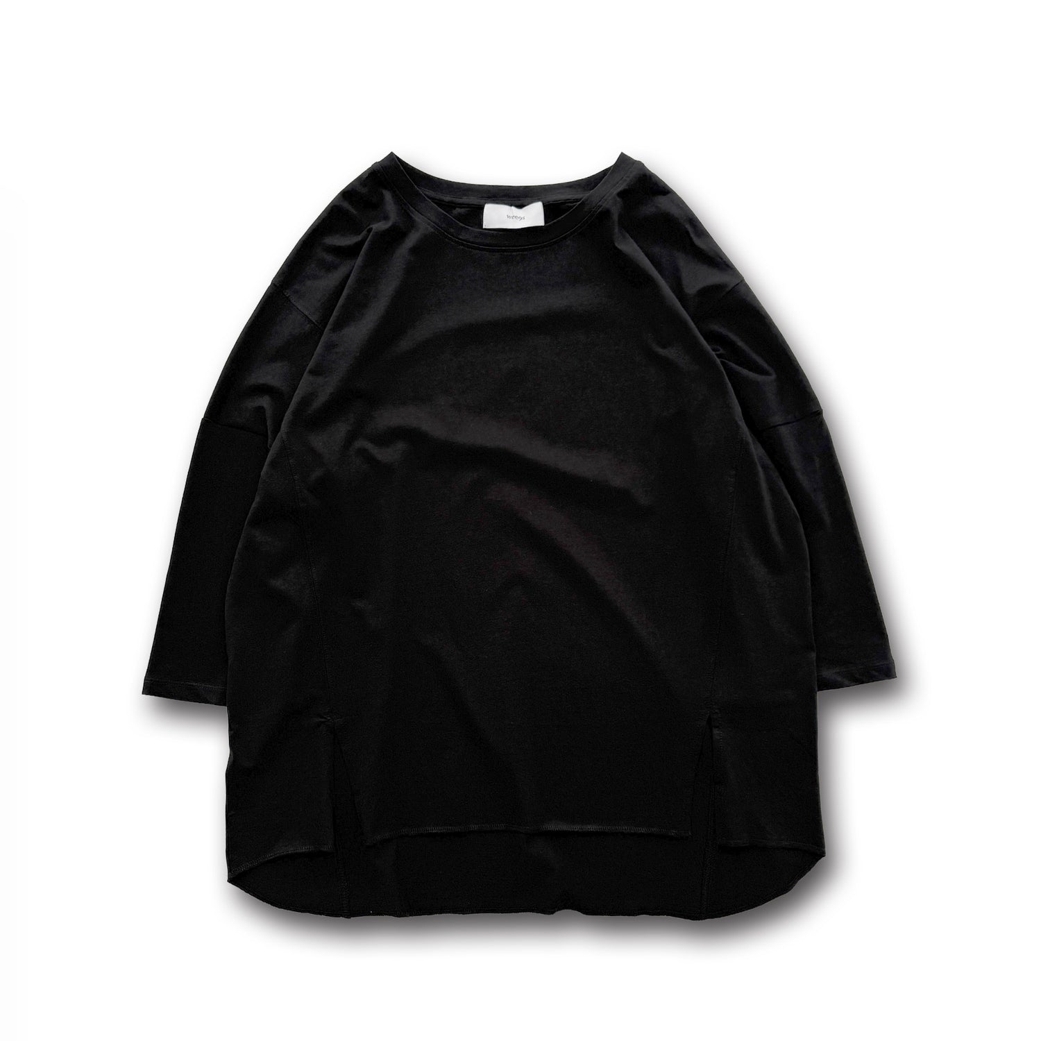 【SAMPLE】drop shoulder front slit tee / black