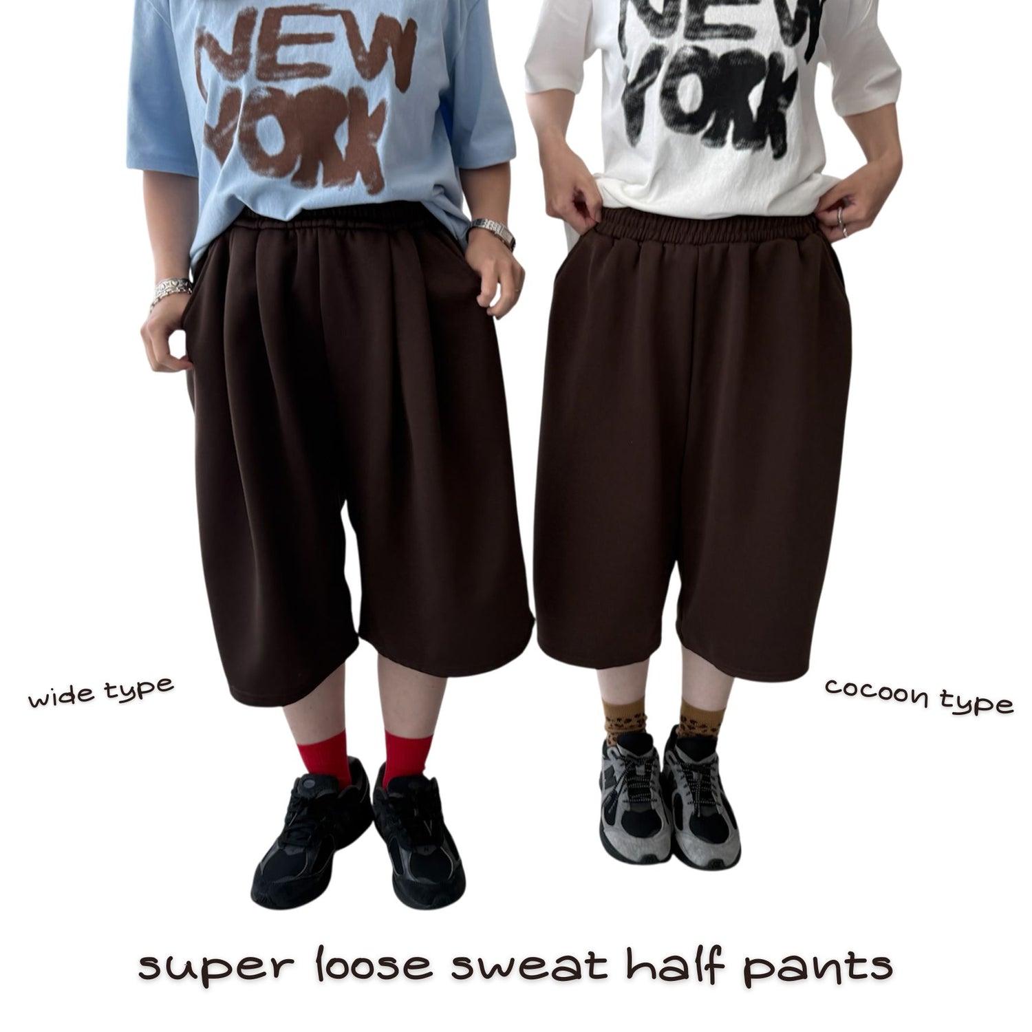 【選べるタイプ】super loose sweat half pants / gray