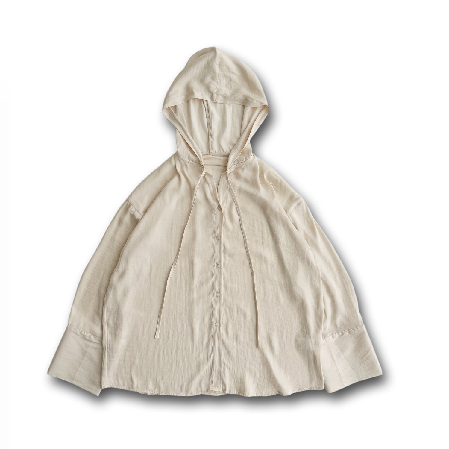 rayon hooded shirt / beige