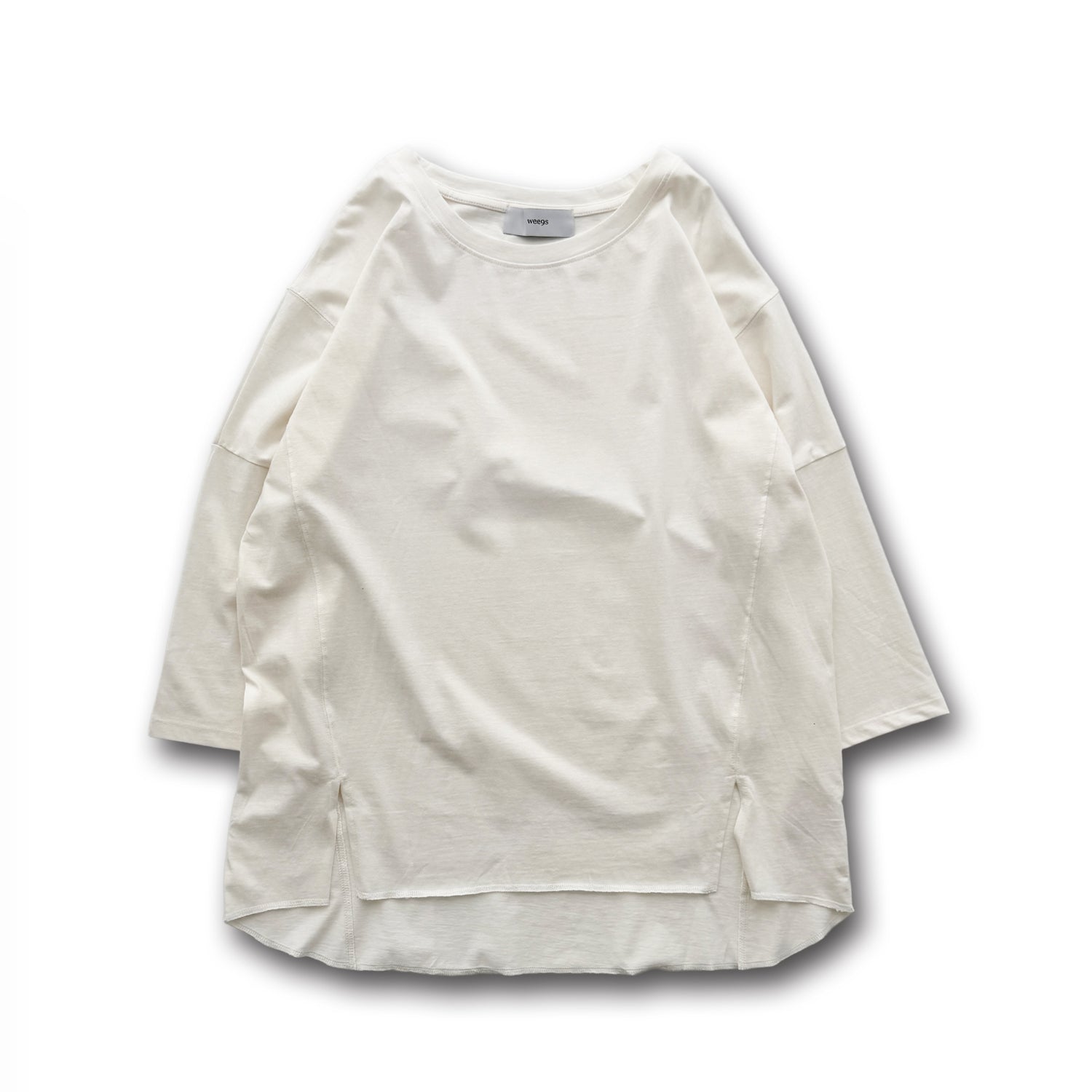 【SAMPLE】drop shoulder front slit tee / ivory