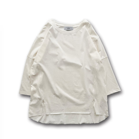 【SAMPLE】drop shoulder front slit tee / ivory