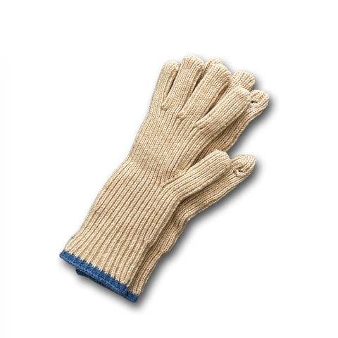 【SAMPLE】finger hole knit bicolor gloves / beige
