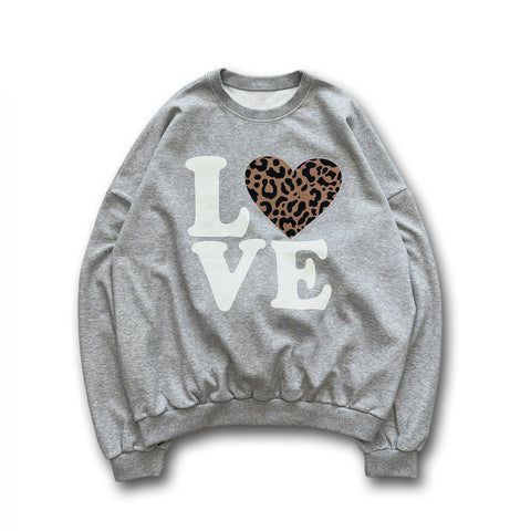 【SAMPLE】I♡ leopard sweat / gray