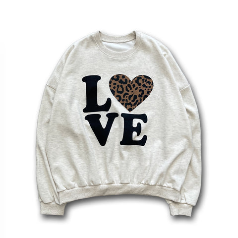 【SAMPLE】I♡ leopard sweat / oatmeal