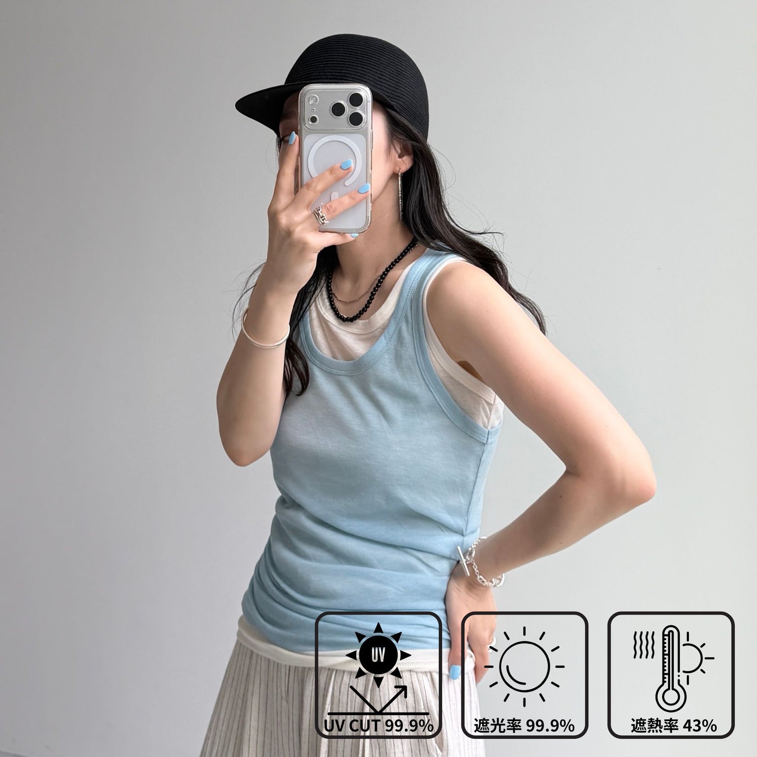 smooth UV cut cap / black