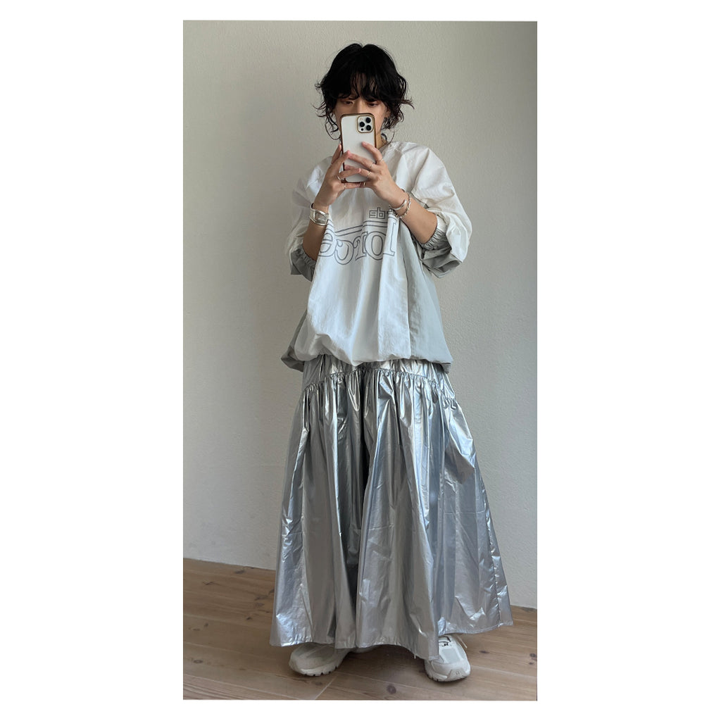 metallic gatherer flare skirt / silver （メニーメニーギャザースカート