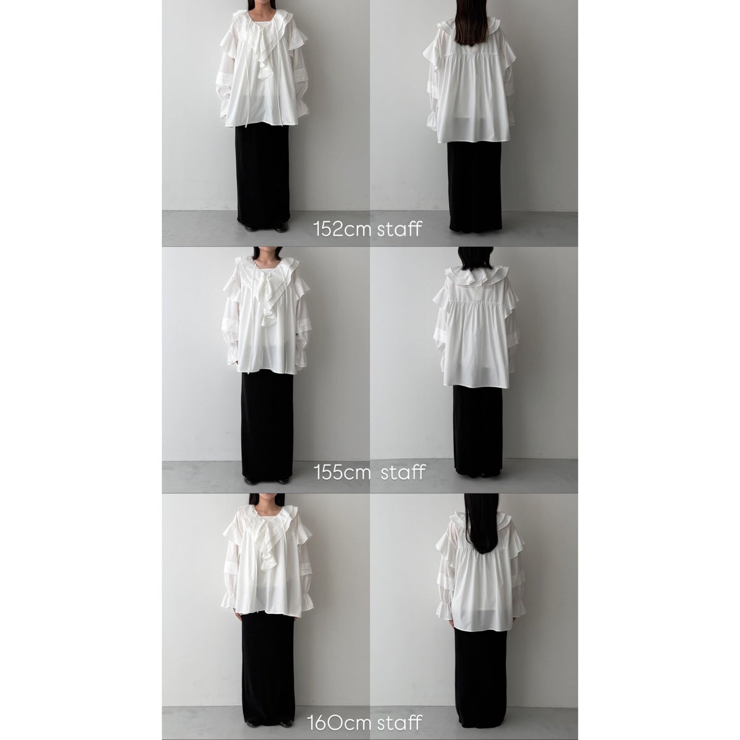 big collar frill blouse / linen beige