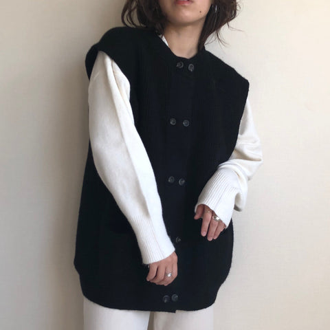 【SAMPLE】double button knit vest / black
