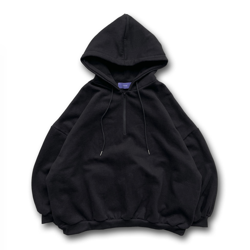 half zip loose hoodie / black | wee9s | ウィークス オフィシャル
