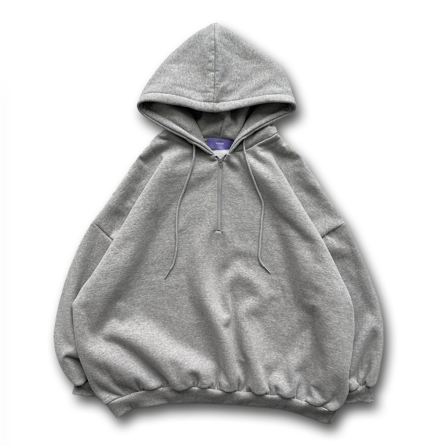 half zip loose hoodie / gray