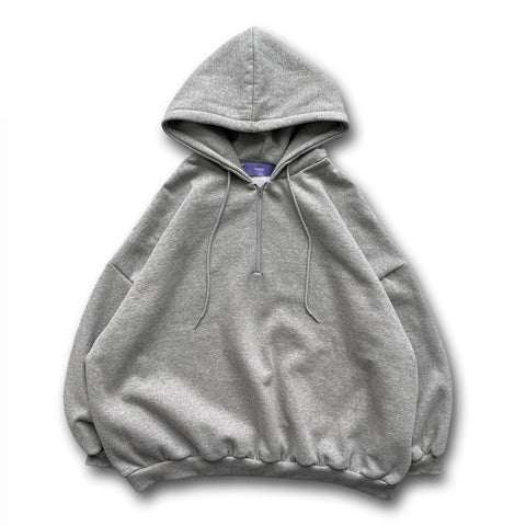 half zip loose hoodie / gray