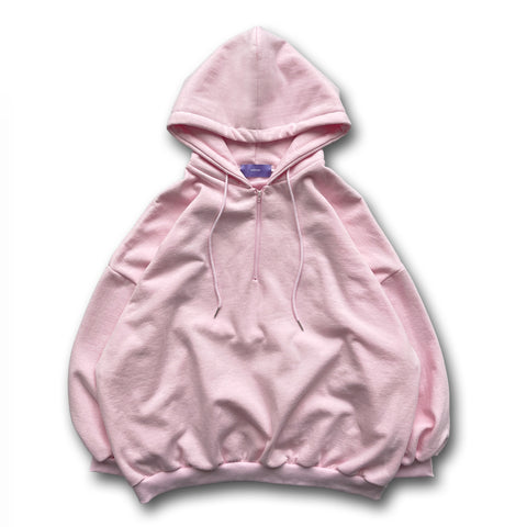 half zip loose hoodie / baby pink