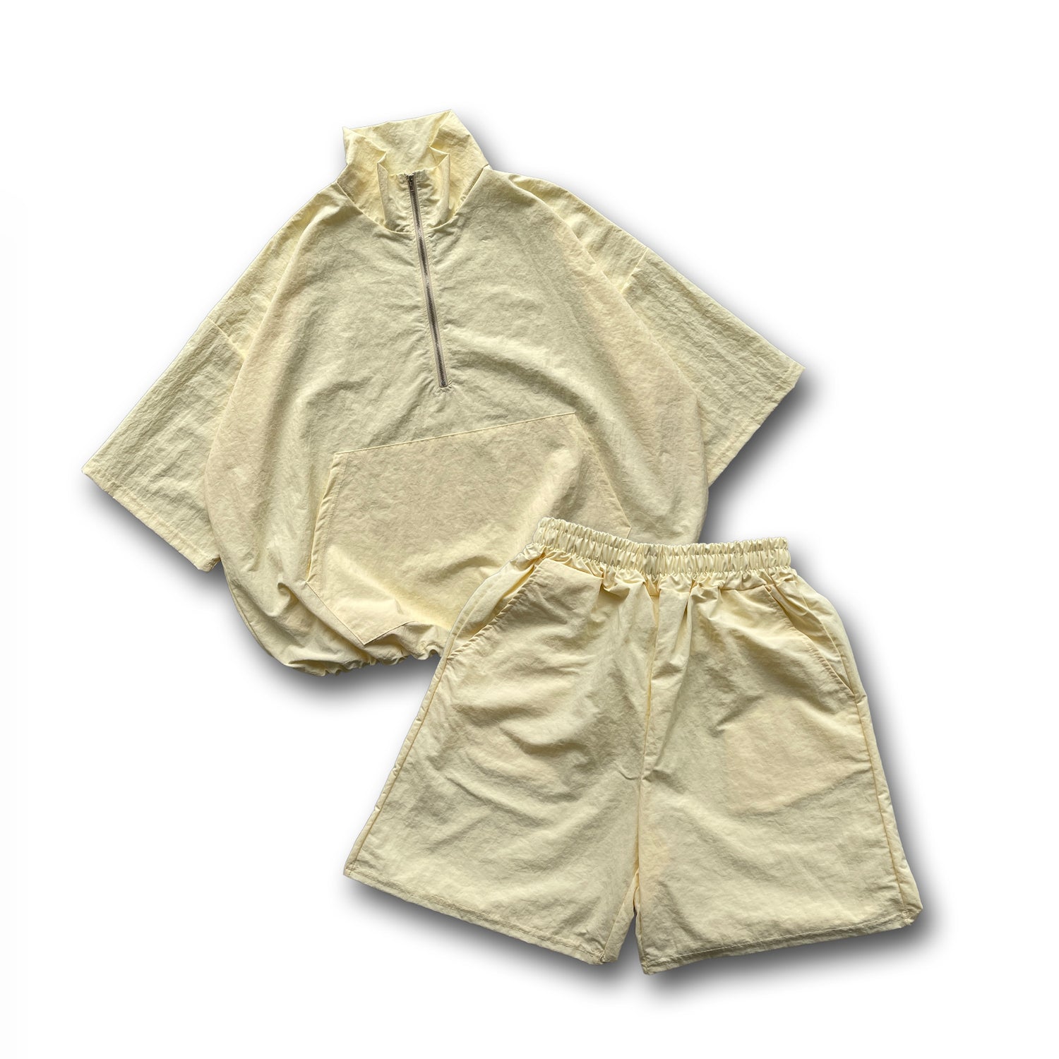 【2点SET】half zip nylon set up / light yellow