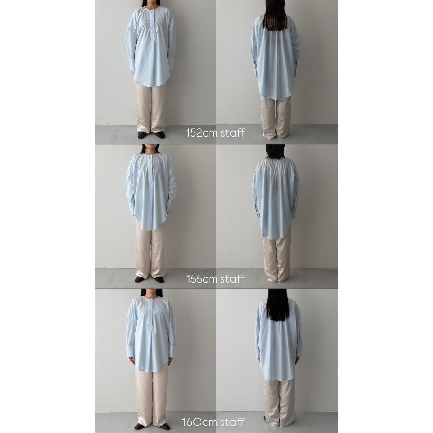 over size no collar seersucker shirt / stripe
