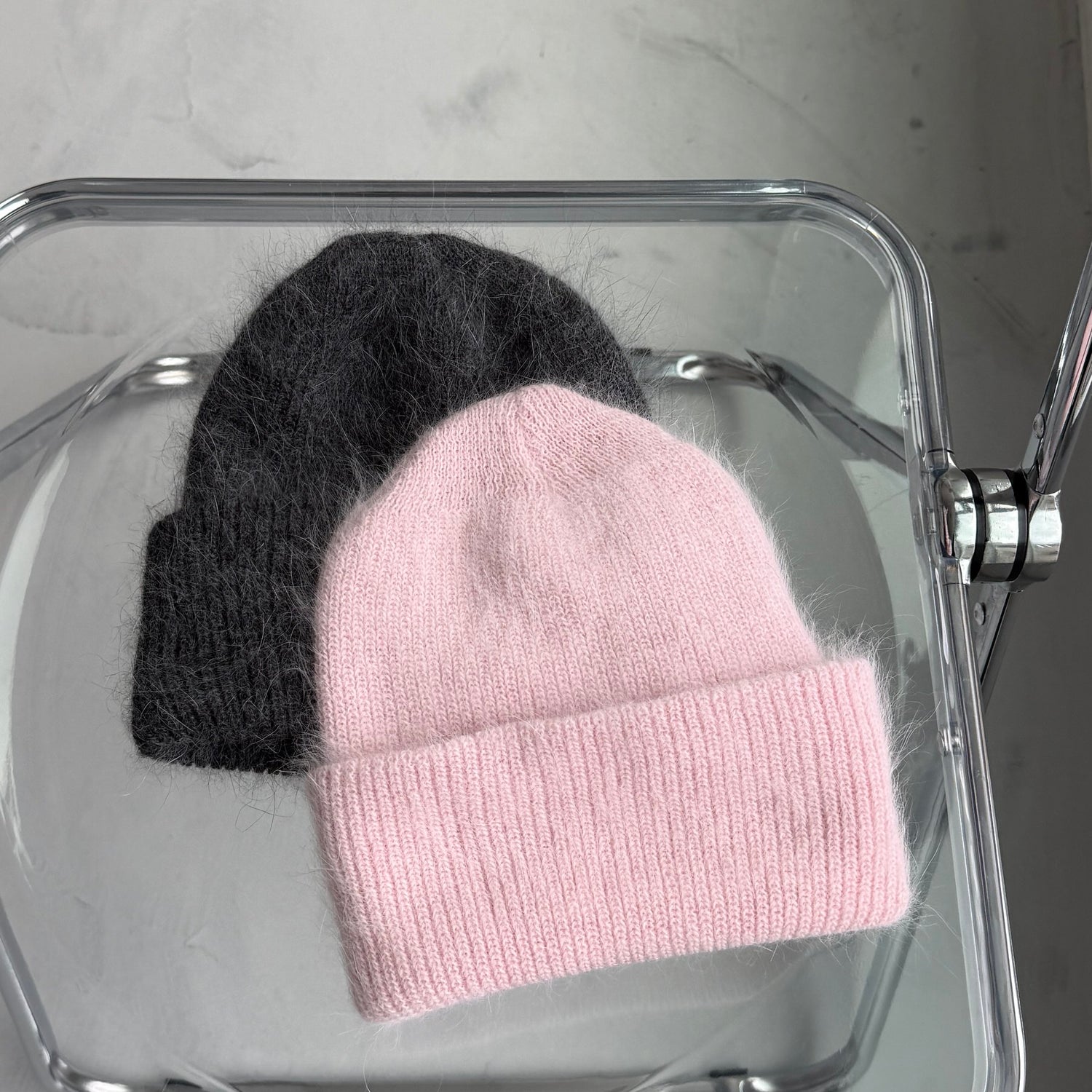 angora snow beanie / pink