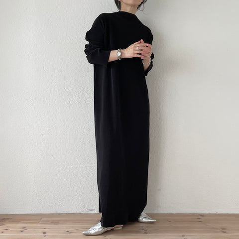 【プチハイ】daily daily super stretch pleats one piece / black [FREE or LONG]