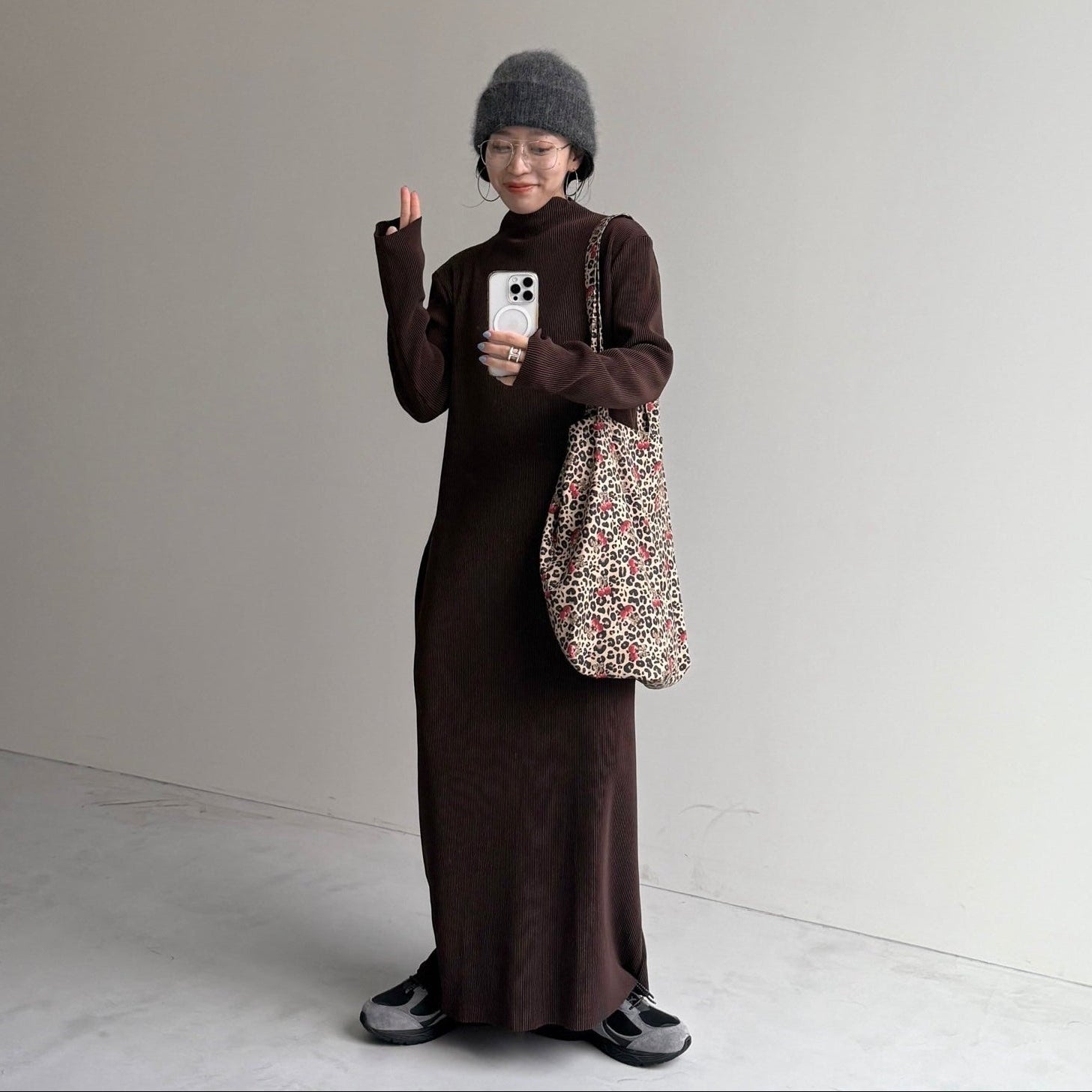 daily daily super stretch pleats one piece / brown [FREE or LONG]